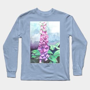 Foxglove watercolour flower painting Long Sleeve T-Shirt